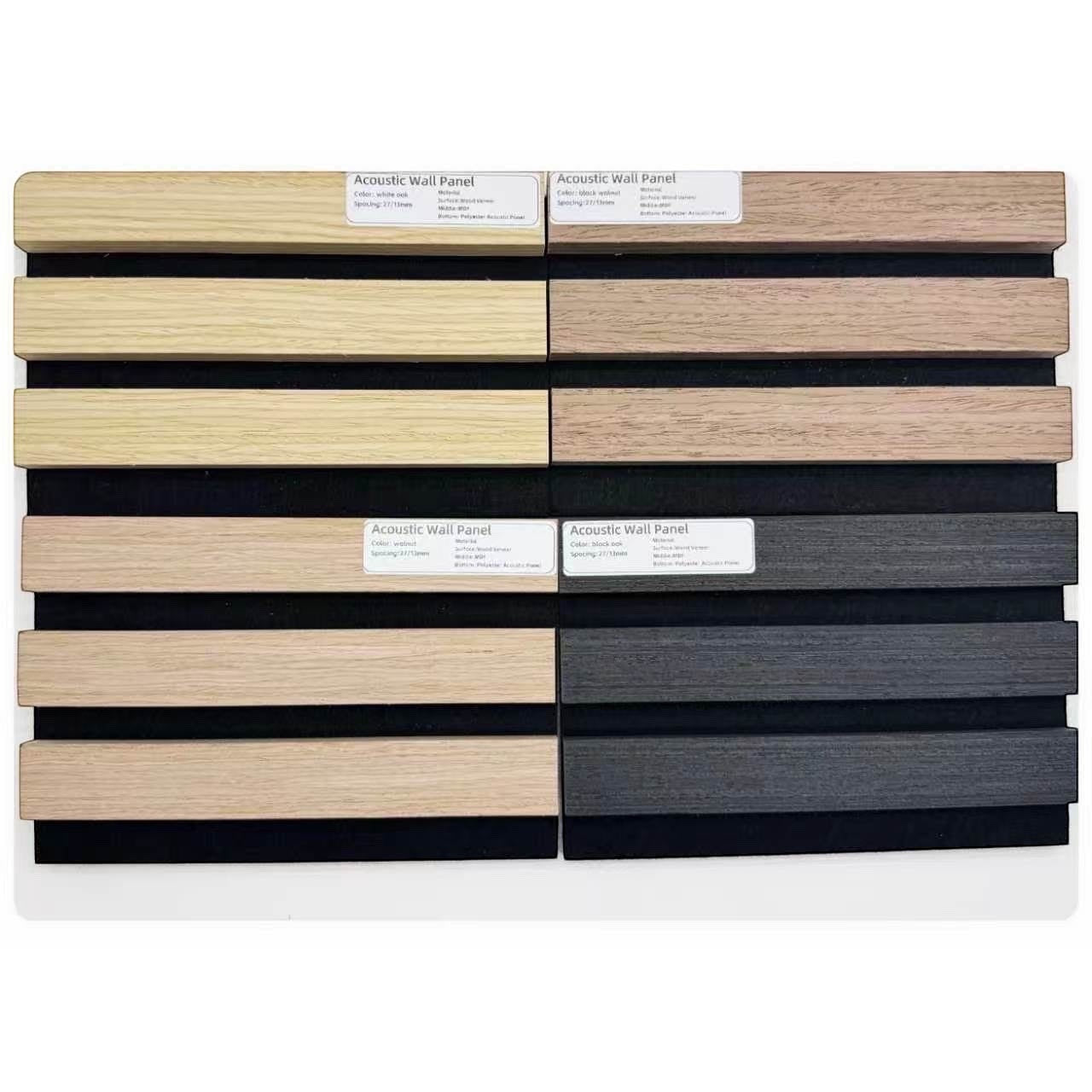 BoxUnboxed acoustic wall panels in light oak and dark oak wood veneer with black felt backing, 2-pack.